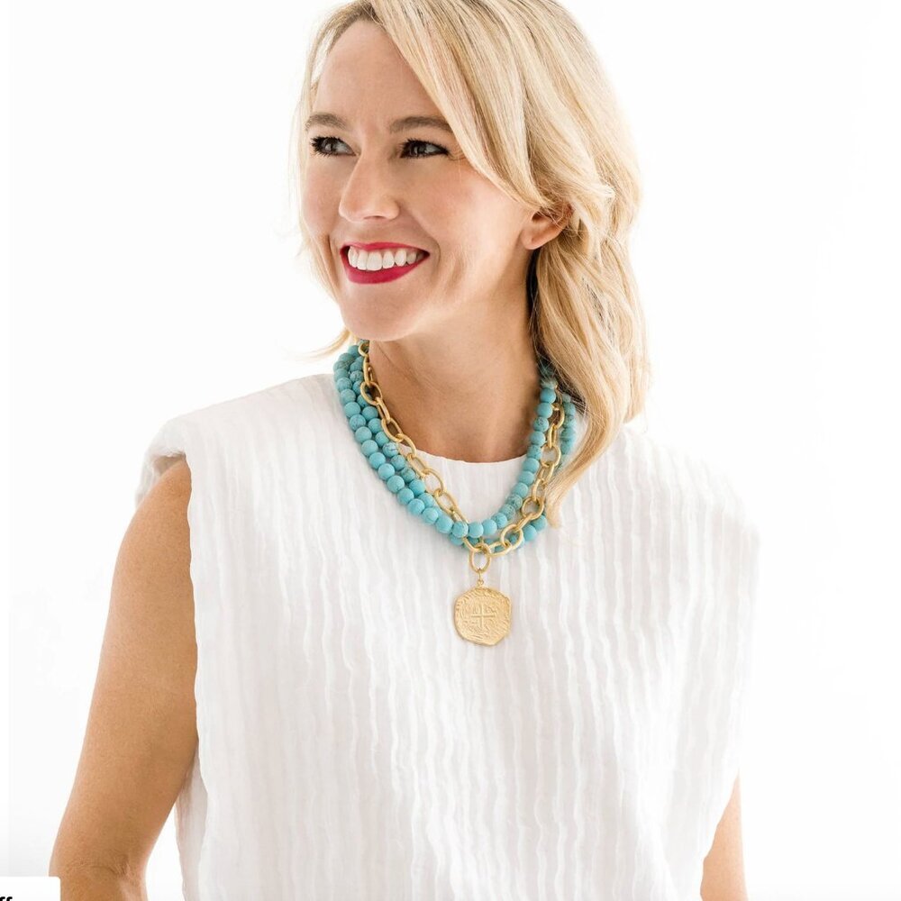 Artful! Susan Shaw Layered Coin & Turquoise Necklace - NWT